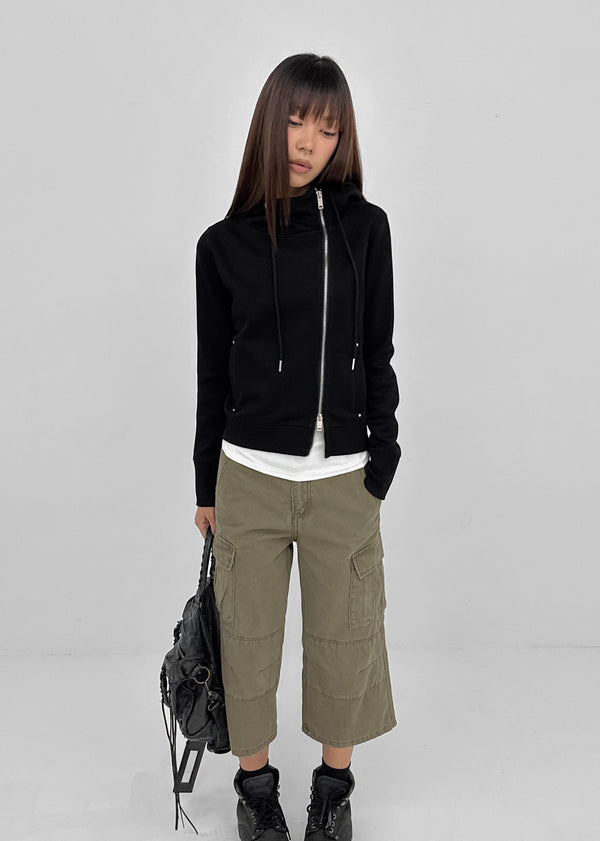 [MADE] Saniang Asymmetrical Rivet Zip-up Hoodie