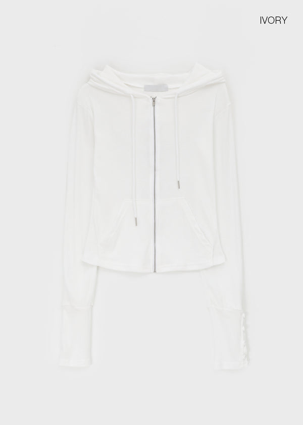 Roa Button Slim Zip-up Hoodie