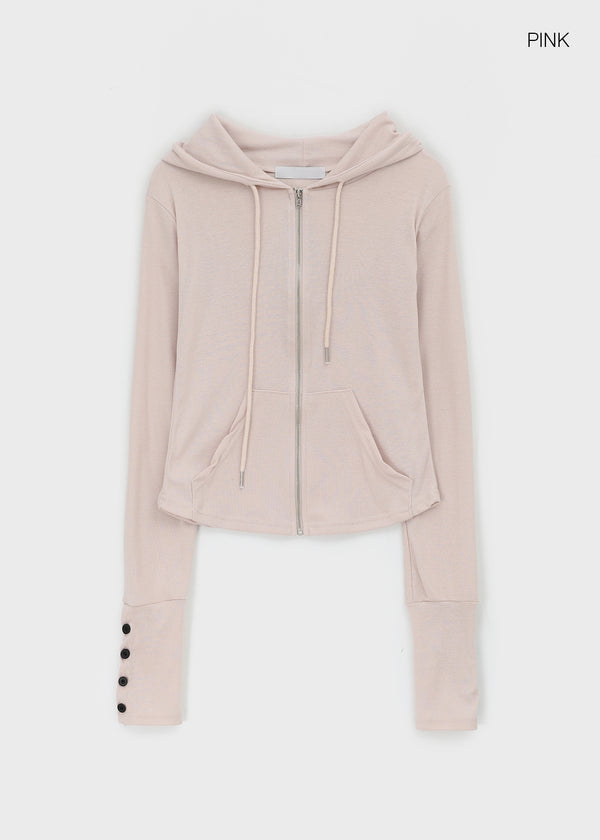 Roa Button Slim Zip-up Hoodie
