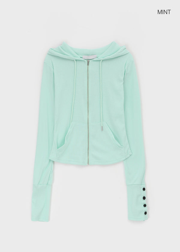 Roa Button Slim Zip-up Hoodie