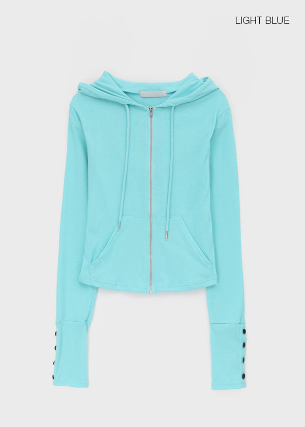 Roa Button Slim Zip-up Hoodie