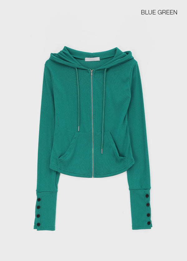 Roa Button Slim Zip-up Hoodie
