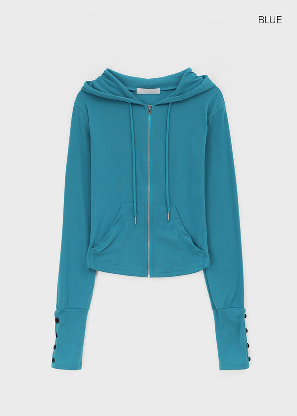 Roa Button Slim Zip-up Hoodie