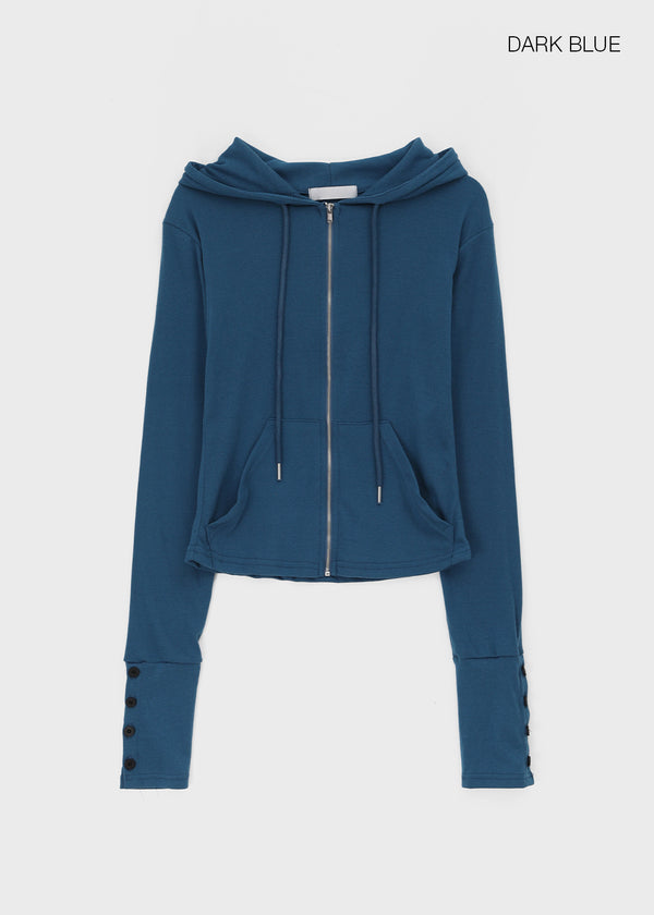 Roa Button Slim Zip-up Hoodie