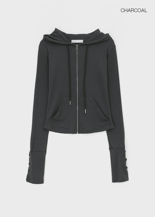Roa Button Slim Zip-up Hoodie
