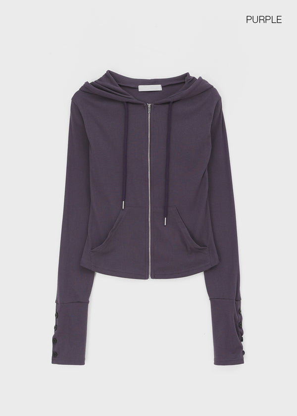 Roa Button Slim Zip-up Hoodie