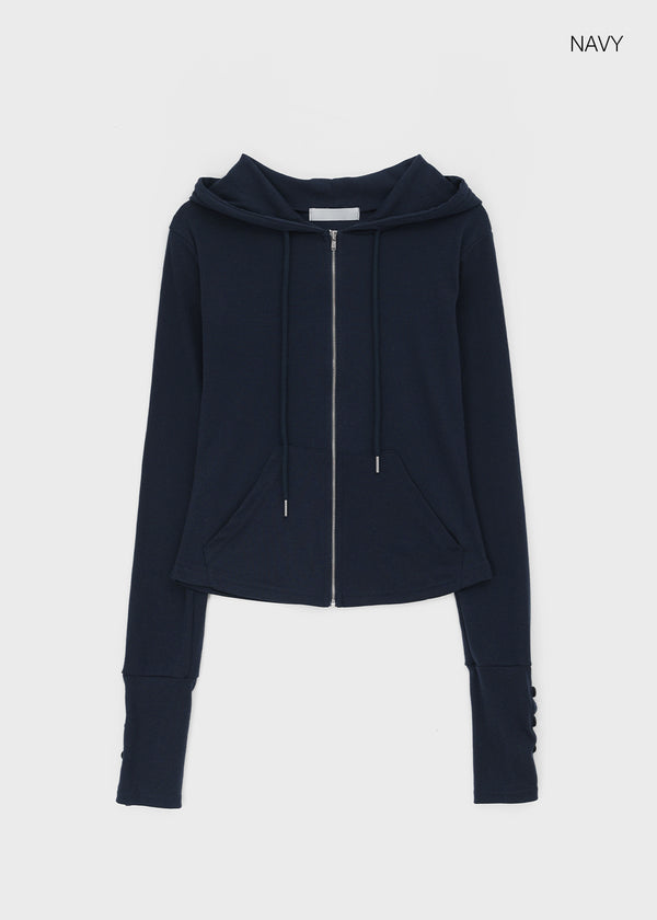 Roa Button Slim Zip-up Hoodie