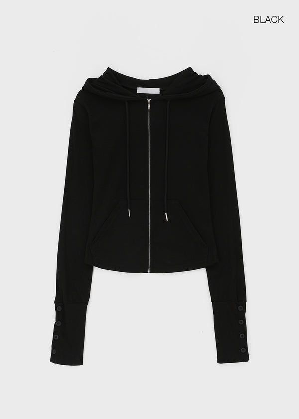 Roa Button Slim Zip-up Hoodie
