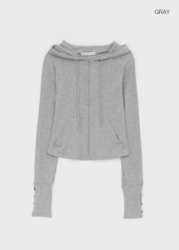 Roa Button Slim Zip-up Hoodie