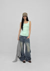 Colme Square Neck Slim Long Sleeveless