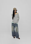 Gel mesh cut-out wide denim pants