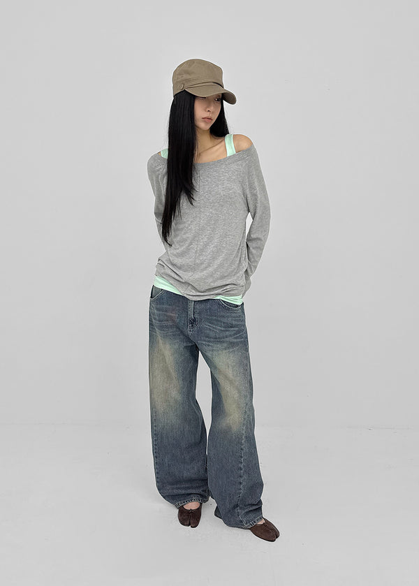 [MADE] HUR Off-shoulder Raglan Long Sleeve Tee