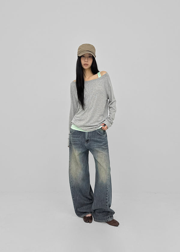 [MADE] HUR Off-shoulder Raglan Long Sleeve Tee