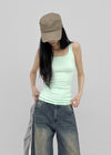 Colme Square Neck Slim Long Sleeveless