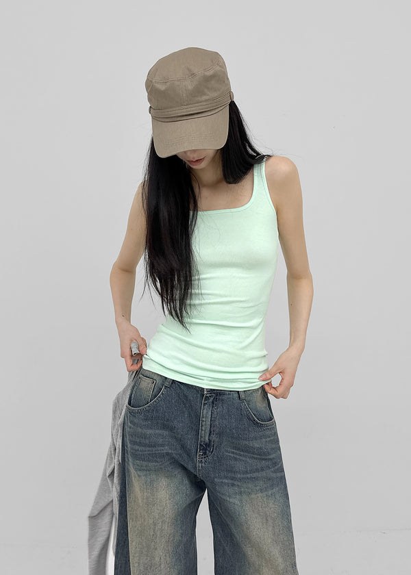 Colme Square Neck Slim Long Sleeveless