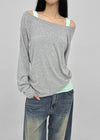 [MADE] HUR Off-shoulder Raglan Long Sleeve Tee