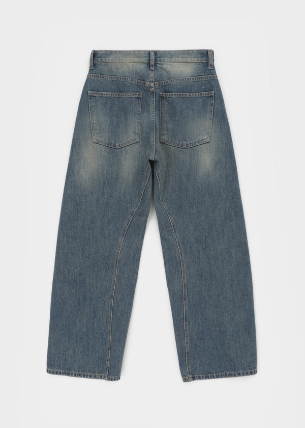 Gel mesh cut-out wide denim pants