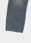 Gel mesh cut-out wide denim pants