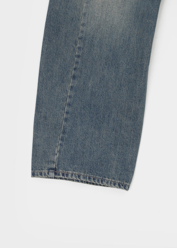 Gel mesh cut-out wide denim pants