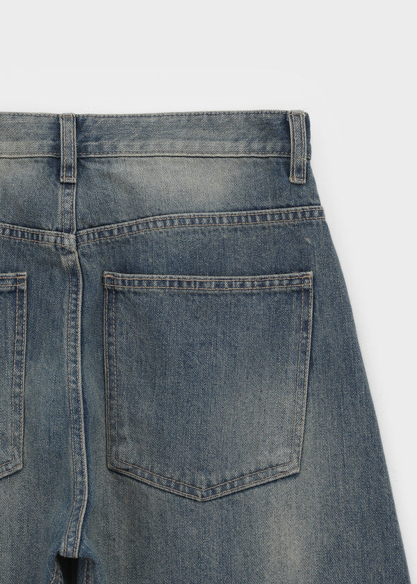 Gel mesh cut-out wide denim pants
