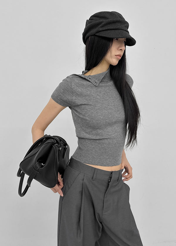 [MADE] Chav Button Short Sleeve Knit