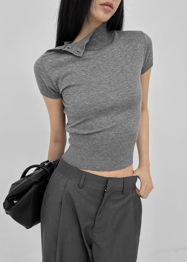 [MADE] Chav Button Short Sleeve Knit