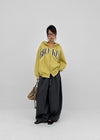 Hey Embroidered Oversized Two-Way Zip-Up Hoodie