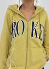 Hey Embroidered Oversized Two-Way Zip-Up Hoodie