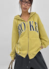 Hey Embroidered Oversized Two-Way Zip-Up Hoodie