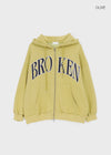 Hey Embroidered Oversized Two-Way Zip-Up Hoodie
