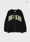 Hey Embroidered Oversized Two-Way Zip-Up Hoodie