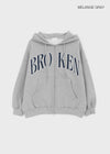 Hey Embroidered Oversized Two-Way Zip-Up Hoodie