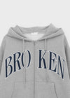 Hey Embroidered Oversized Two-Way Zip-Up Hoodie