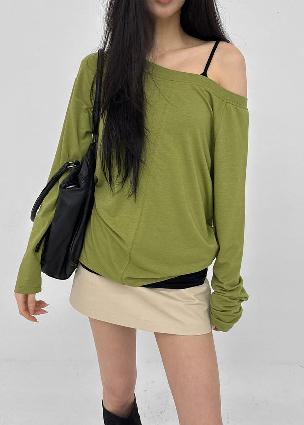 [MADE] HUR Off-shoulder Raglan Long Sleeve Tee