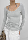[MADE] Liav Knit-like V-neck Long Sleeve Tee