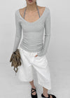[MADE] Liav Knit-like V-neck Long Sleeve Tee