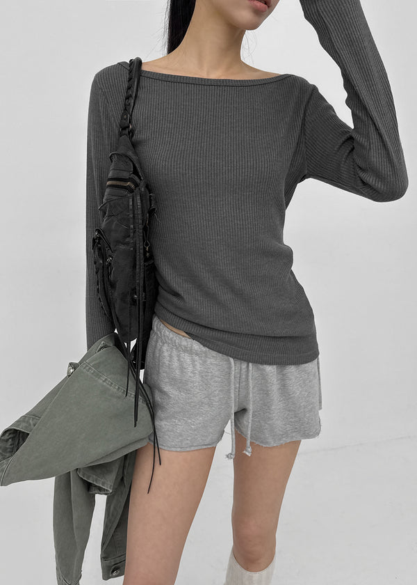 [MADE] Leel Knit-like Off-shoulder Long Sleeve Tee