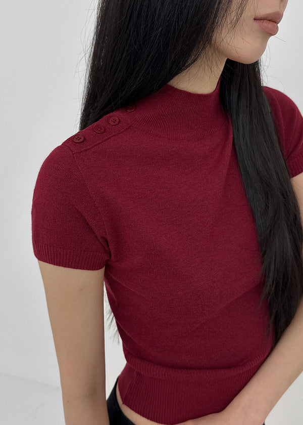 [MADE] Chav Button Short Sleeve Knit