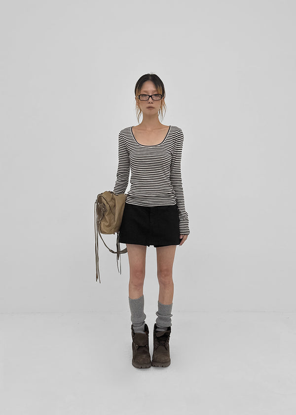 Burle zipper cotton mini skirt pants