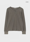 [MADE] The Nell Waffle Henley Neck Long Sleeve Tee