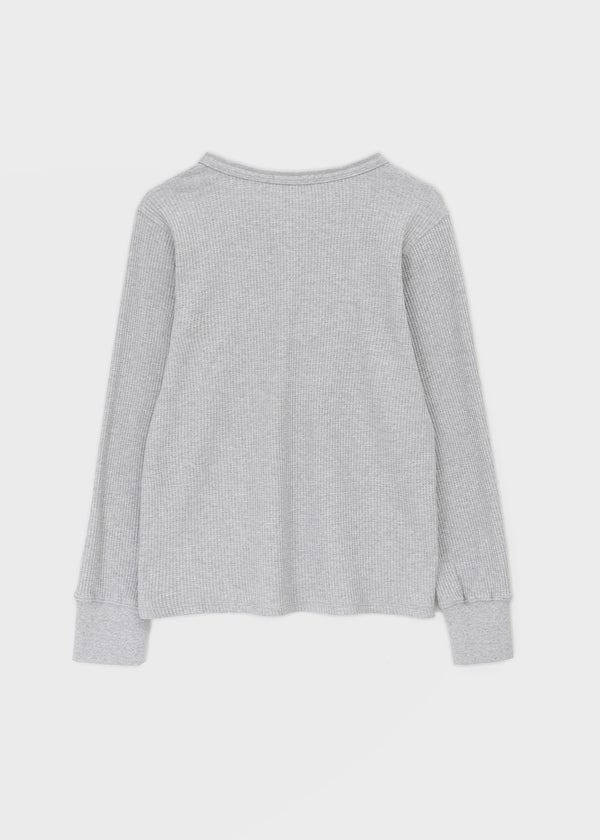 [MADE] The Nell Waffle Henley Neck Long Sleeve Tee
