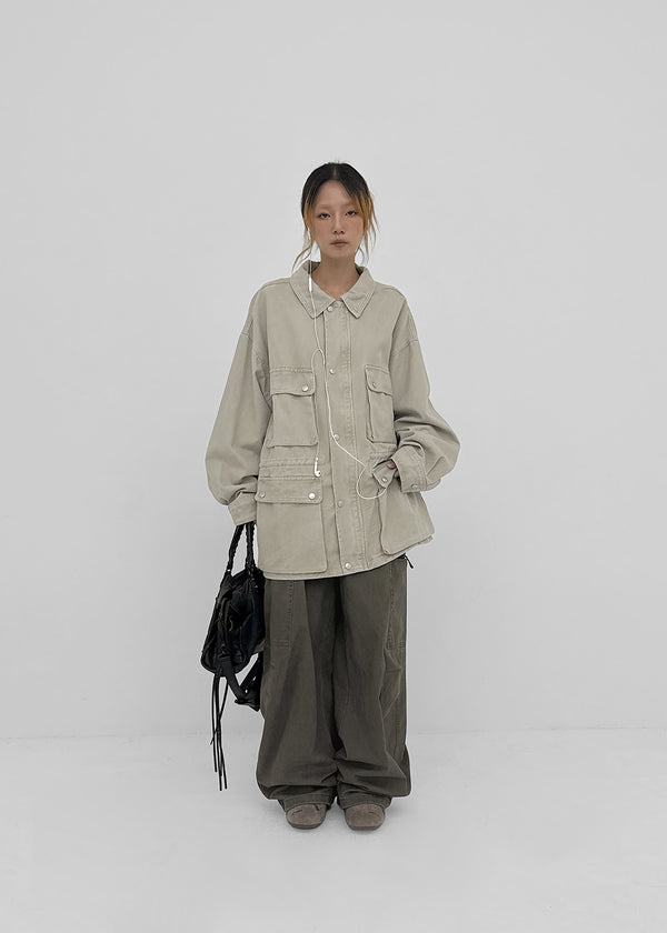Blanket washed field half jacket