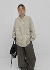 Blanket washed field half jacket