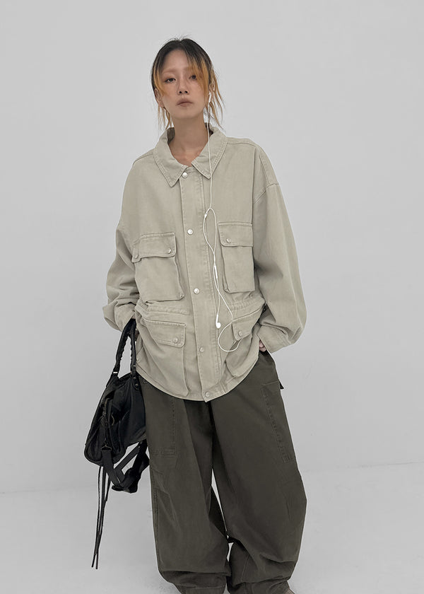 Blanket washed field half jacket