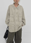 Blanket washed field half jacket