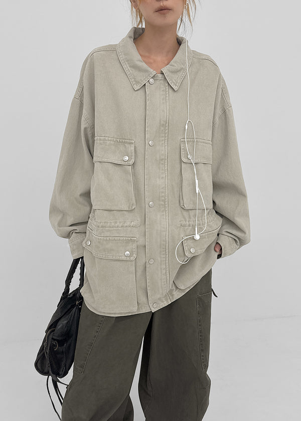 Blanket washed field half jacket