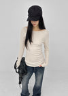 [MADE] Leel Knit-like Off-shoulder Long Sleeve Tee