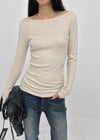 [MADE] Leel Knit-like Off-shoulder Long Sleeve Tee