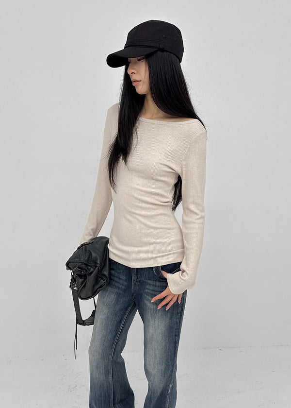 [MADE] Leel Knit-like Off-shoulder Long Sleeve Tee