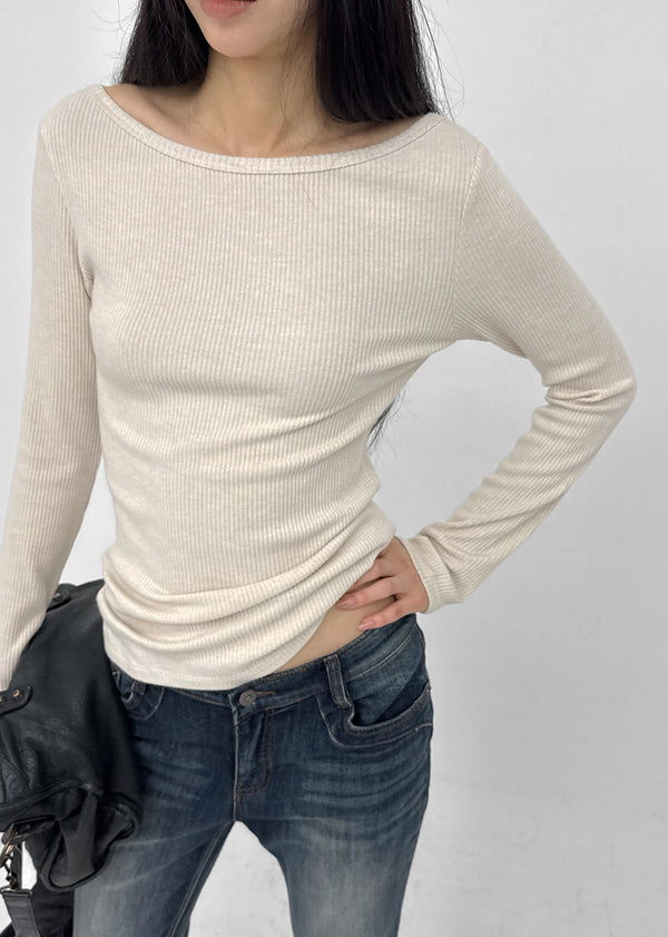 [MADE] Leel Knit-like Off-shoulder Long Sleeve Tee